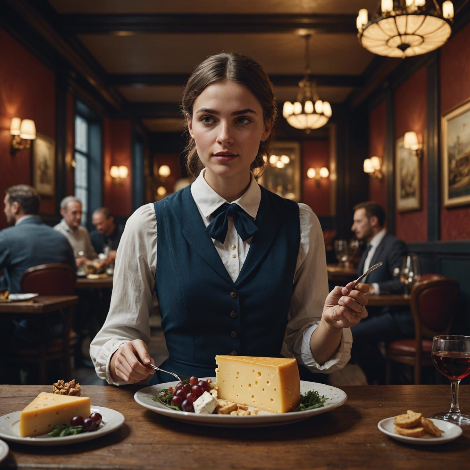 Girl with Cheese Platter, Fantasy Concept Art