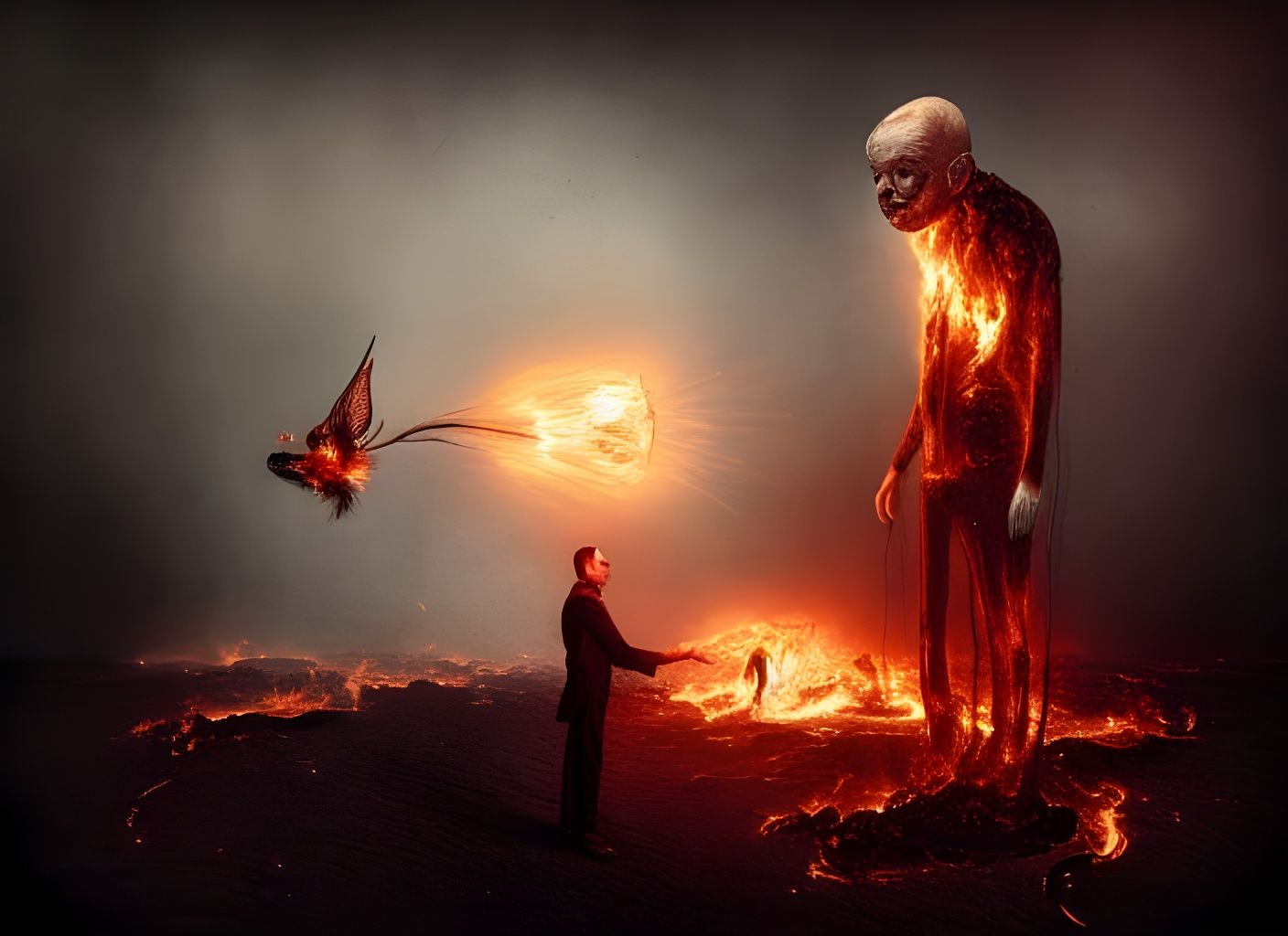 Burning Landscape in Paranormalpunk Style