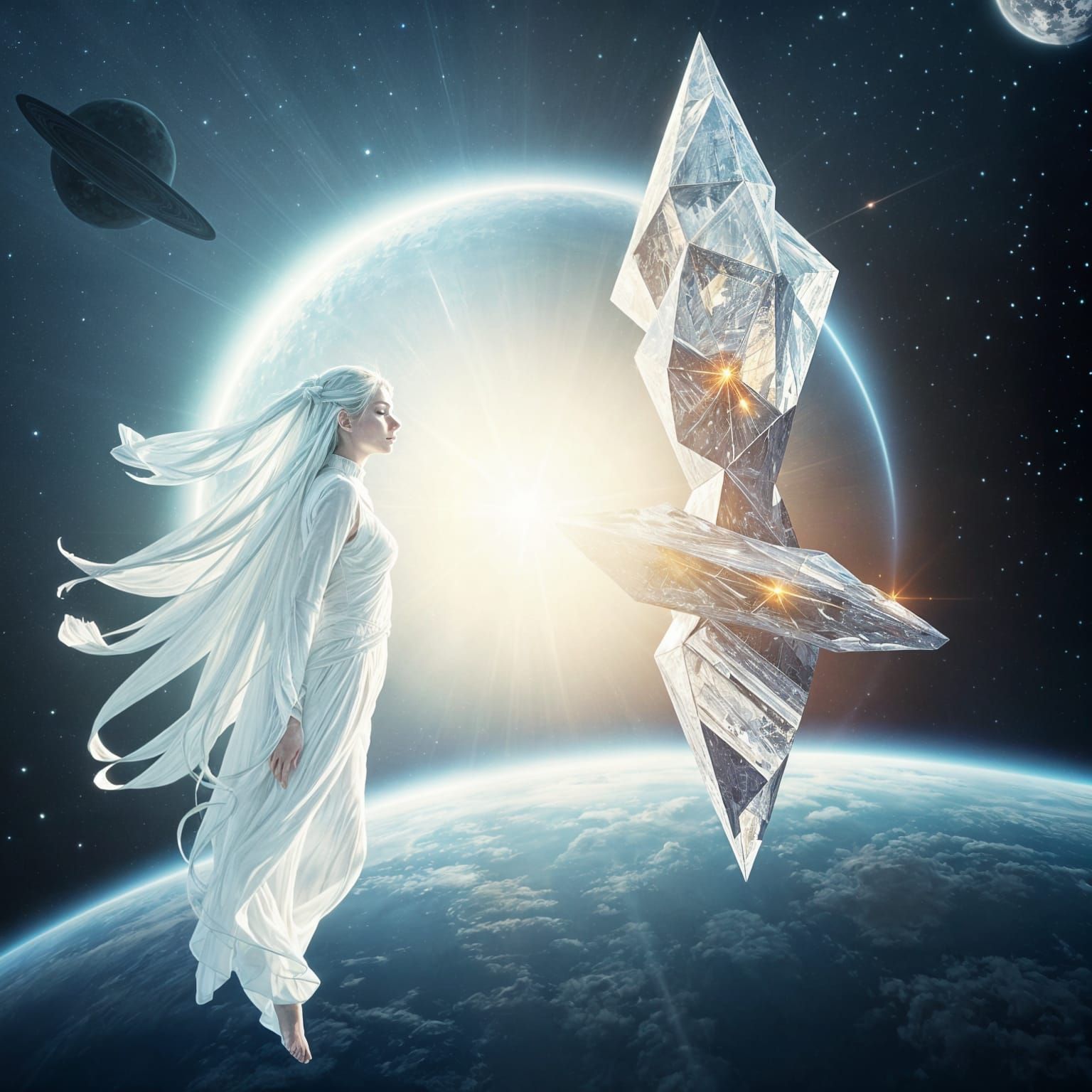 Interstellar Meeting of Light and Crystal Beings
