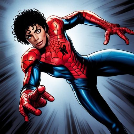Michael Jackson as Spiderman in Comic Book Art