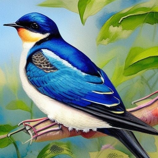 Ultra Realistic Swallow in Gouache Style