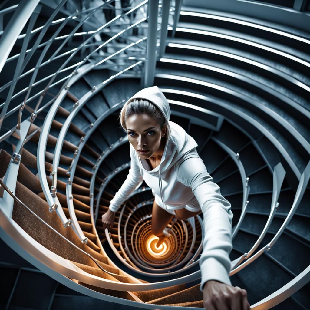 Model Climbing DNA Spiral Staircase in 3D