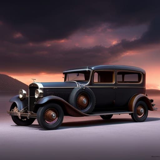 Detailed Matte Painting of an Old Car