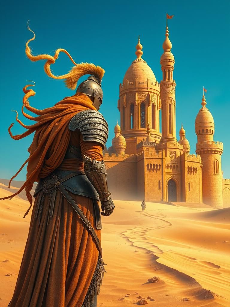 Sand Knight Approaches Sand Castle as Matte Painting