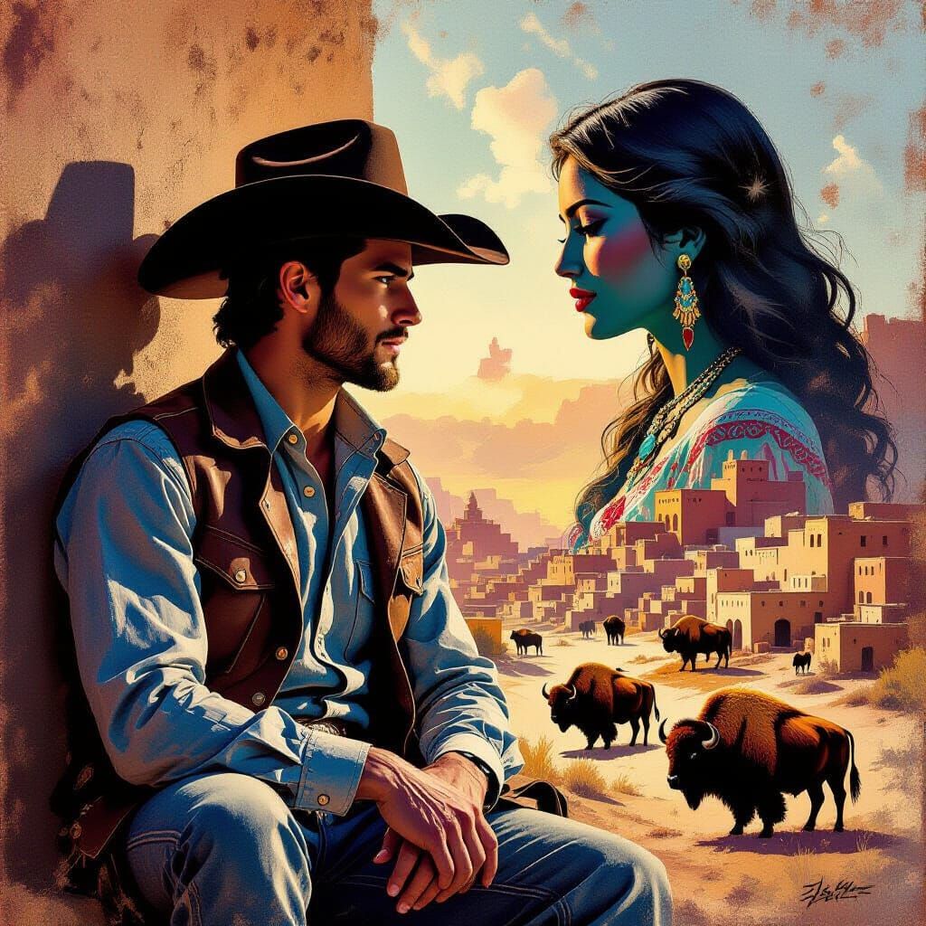 Cowboy Awaits Cowgirl in Dreamy Pueblo Town