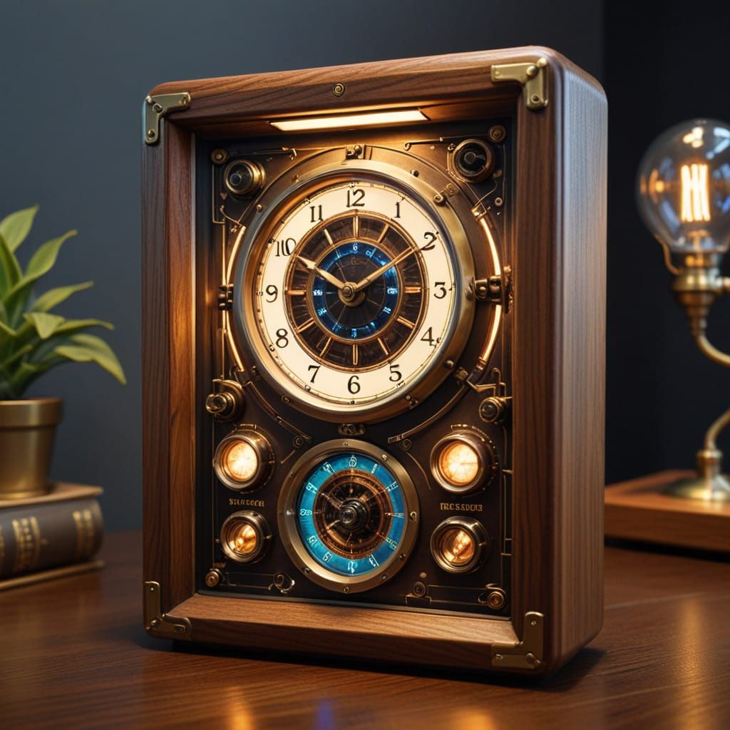 Time Travel Digital Clock in Cyberpunk Style