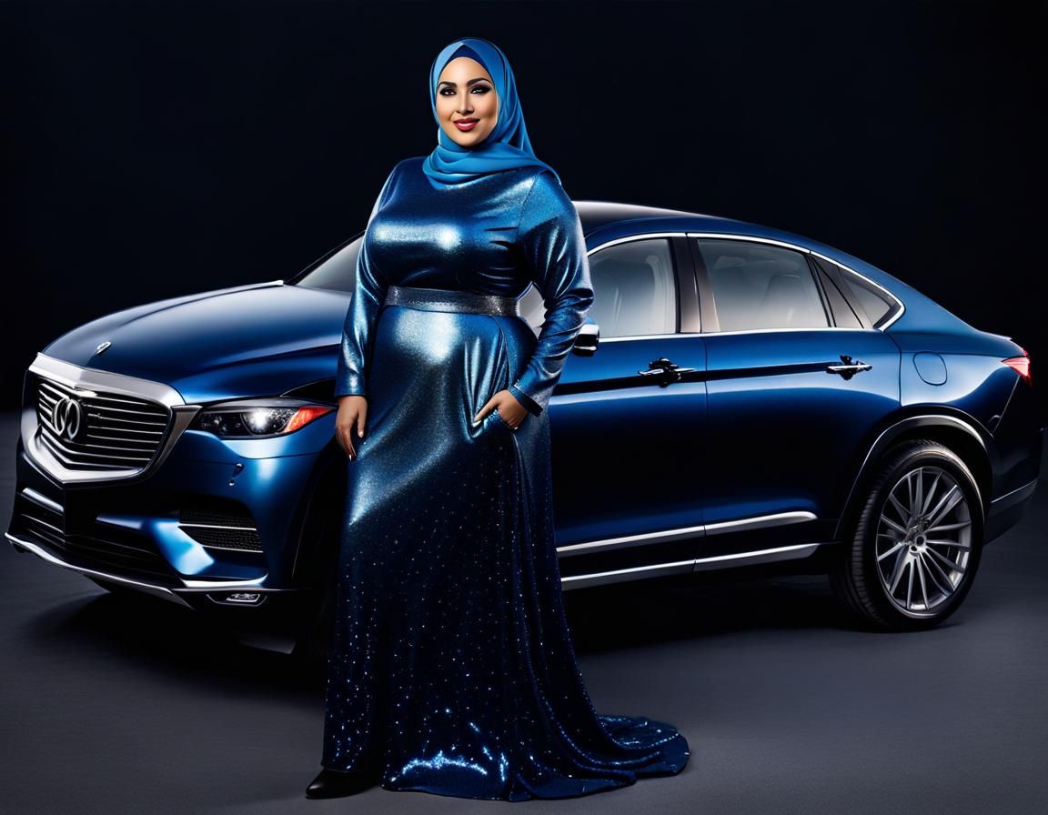 Beautiful Hijabi Woman in Blue Dress Portrait