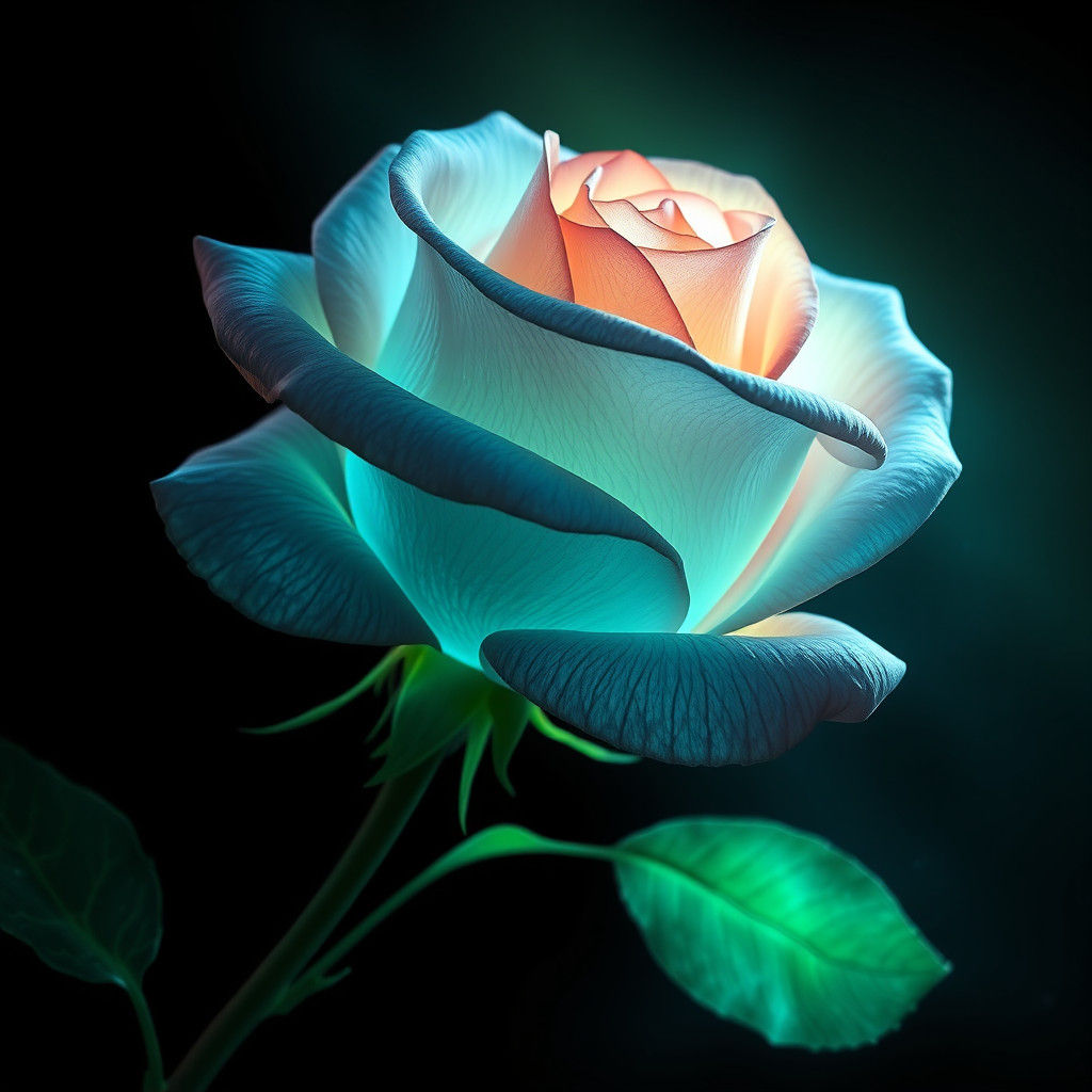 Mystical Glowing Rose in Hyperrealistic Digital Art