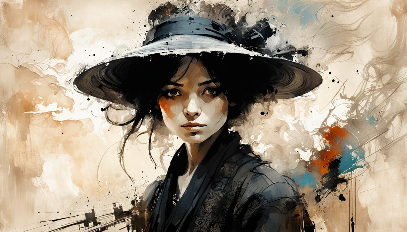 A Nomadic Portrait in Vibrant Filigree Style