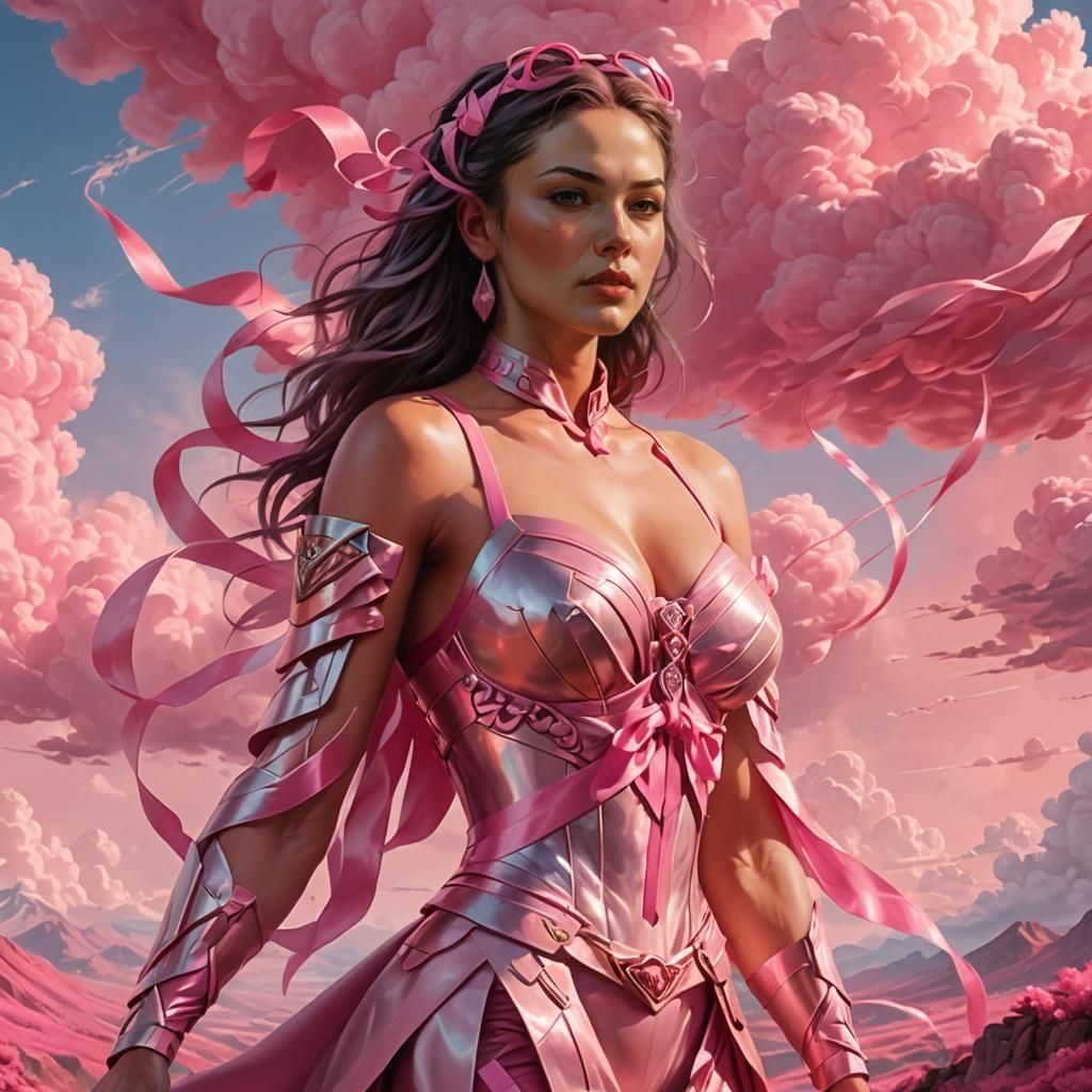 Breast Cancer Warrior in Pink Ribbon Armor