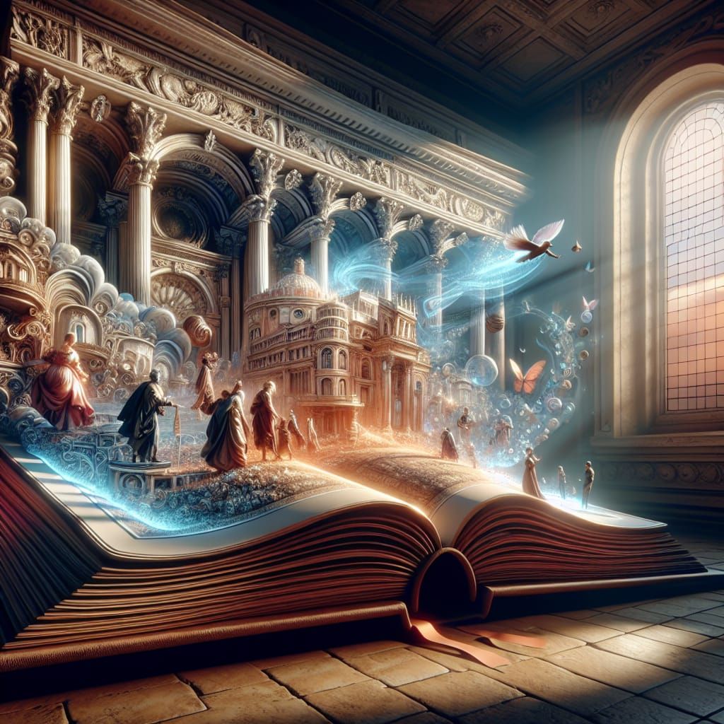 Ethereal Winds Turn Pages of Time-Worn Baroque Tome