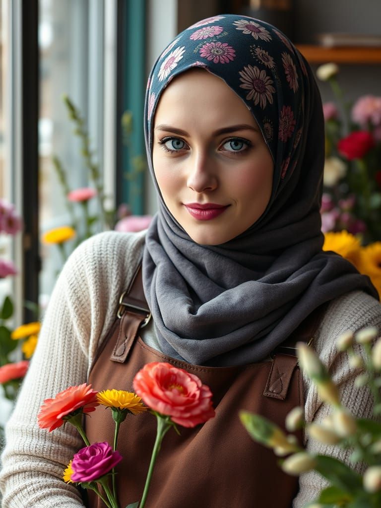 Beautiful Swedish Hijabi Florist Portrait