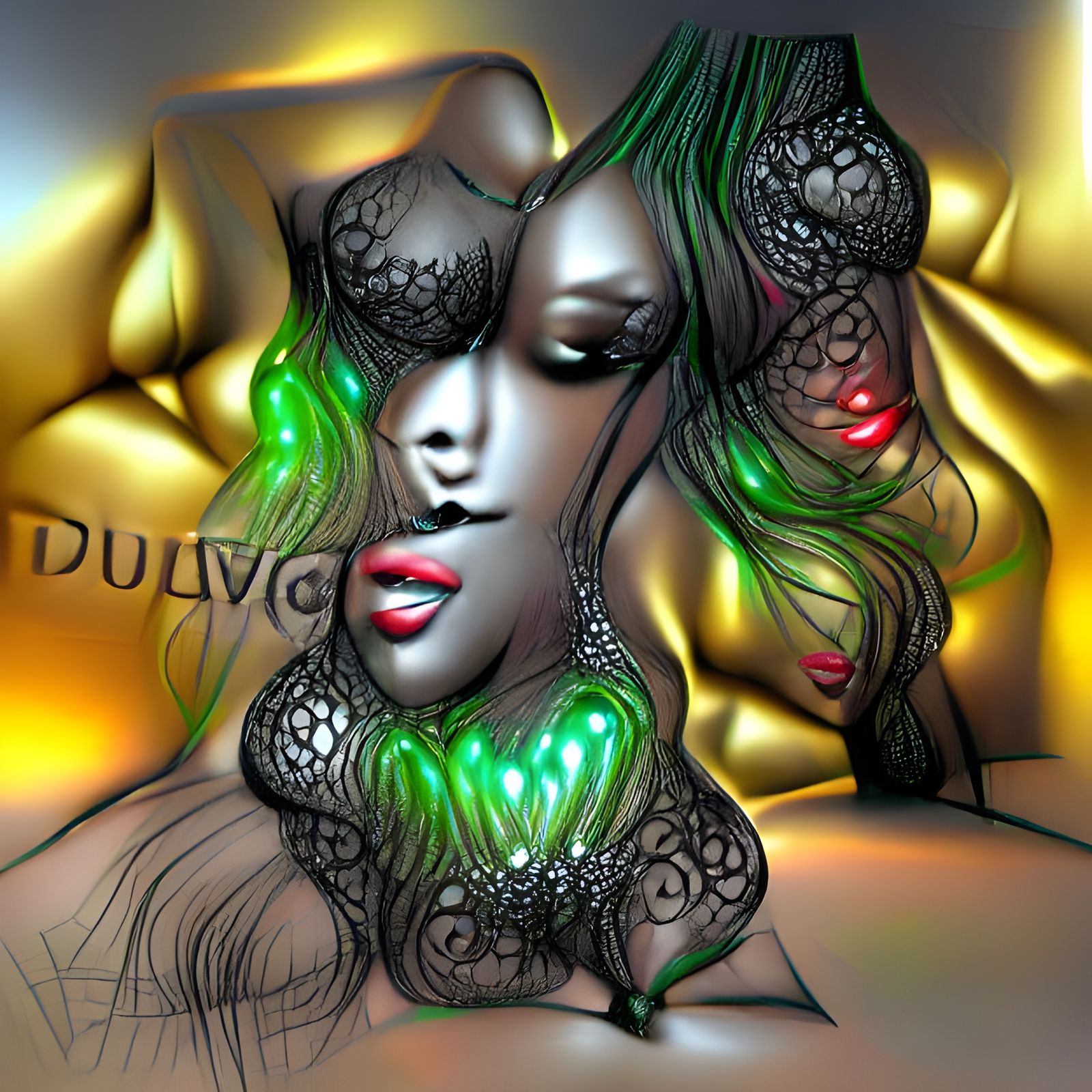 Glamorous Nightclub Diva in Holographic Quilling Style