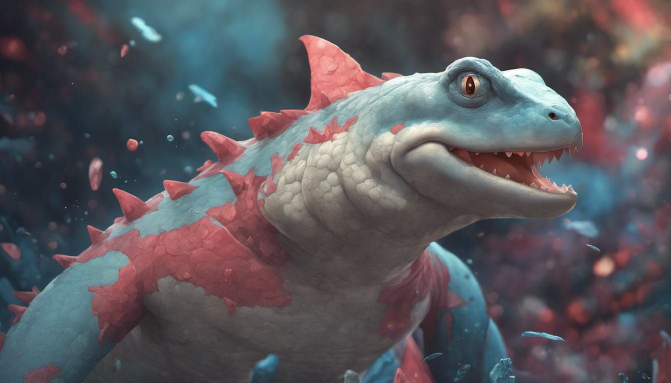 Hyperdetailed Totodile Portrait in Digital Art Style