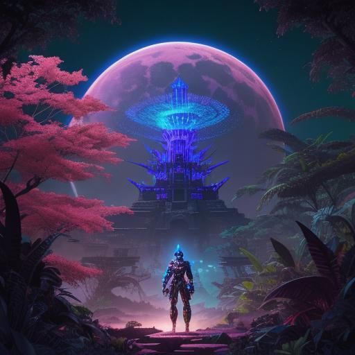 Aztec Cyborg Warrior in Anime Style