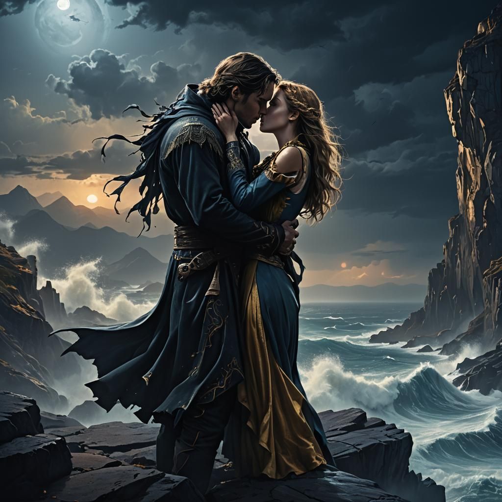 Darkling and Alina Kiss in Romantic Fantasy Art
