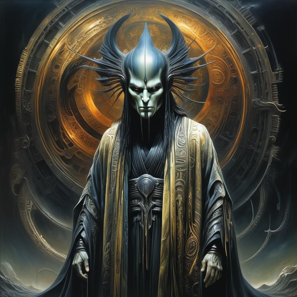 Man in Kimono with Surreal Art Nouveau Style