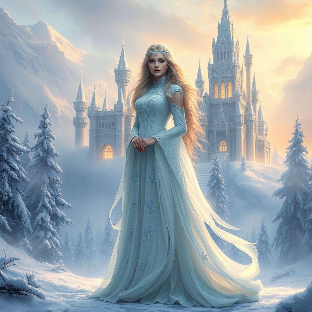 Regal Snow Queen in Enchanted Ice Castle