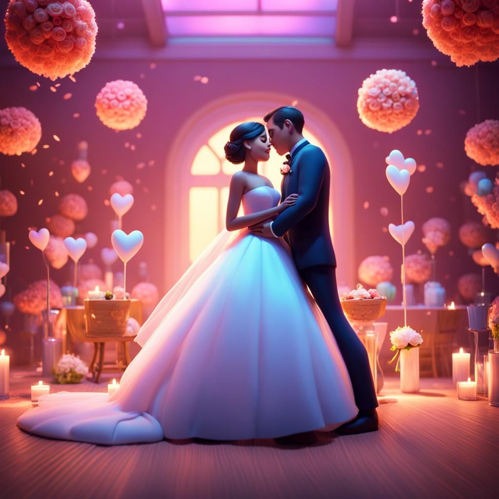 Dream Wedding: Pixar-Style 3D Digital Art