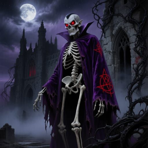 Gothic Horror Dracula Before Crumbling Castle