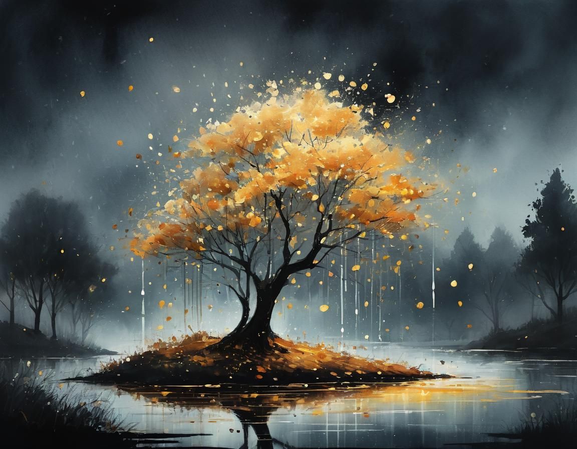 Golden sparkling tears
Autumn raindrops
