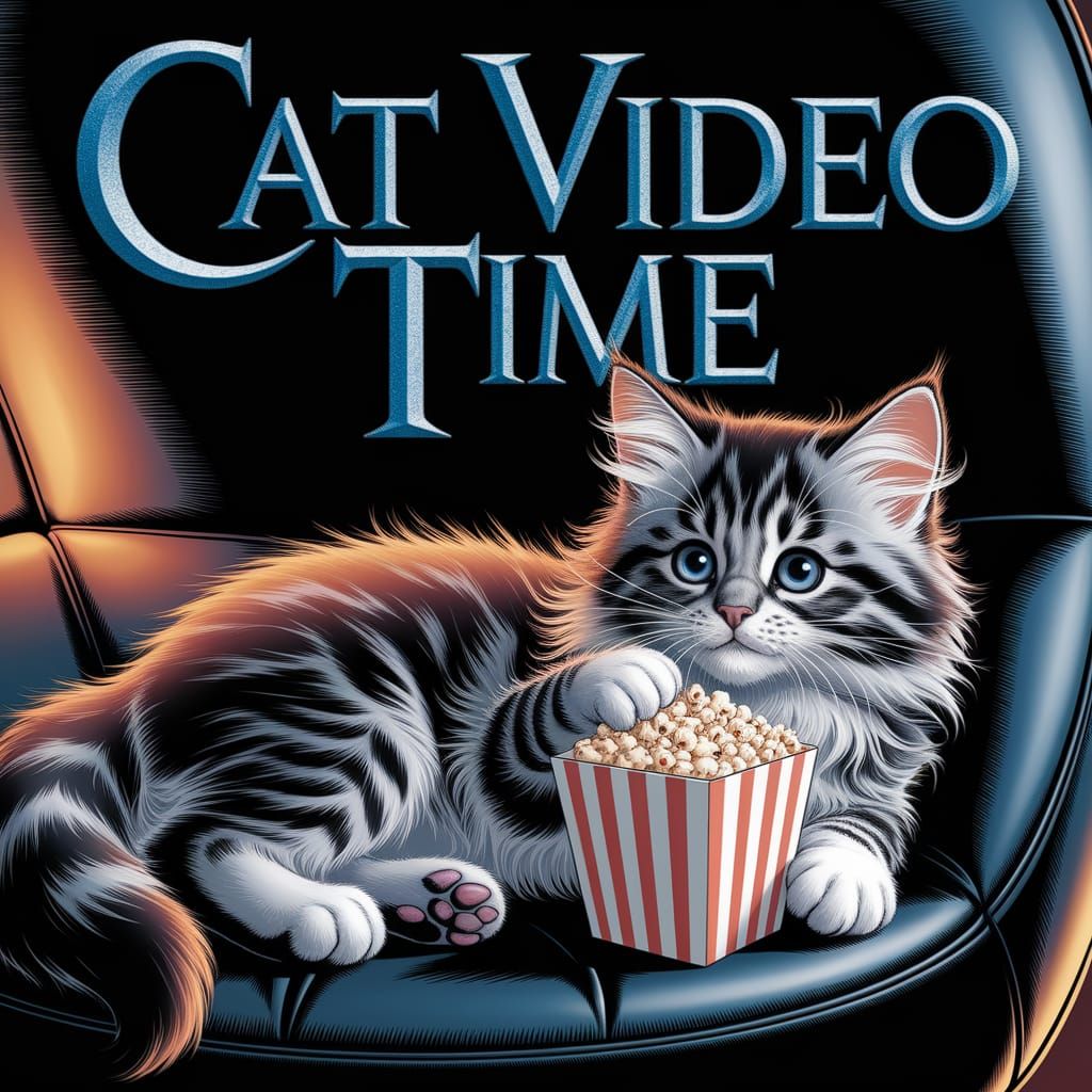 Vibrant Comic Book Kitten Watches Cat Video