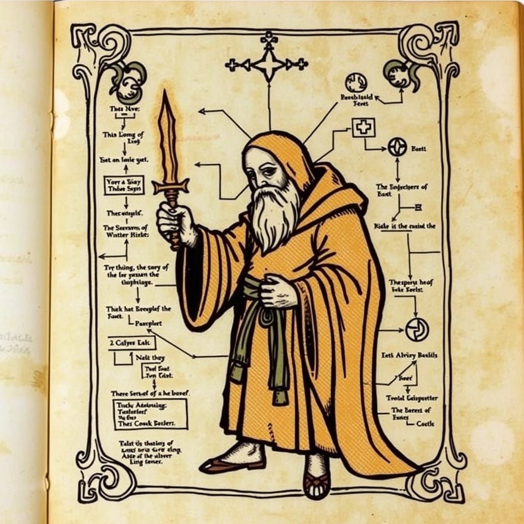 Monk Creates Illuminated Schematic Manuscript