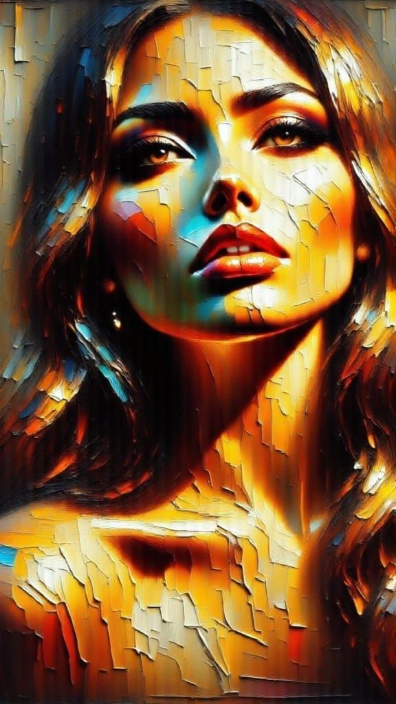 Impasto Painting of Reader in Candlelight