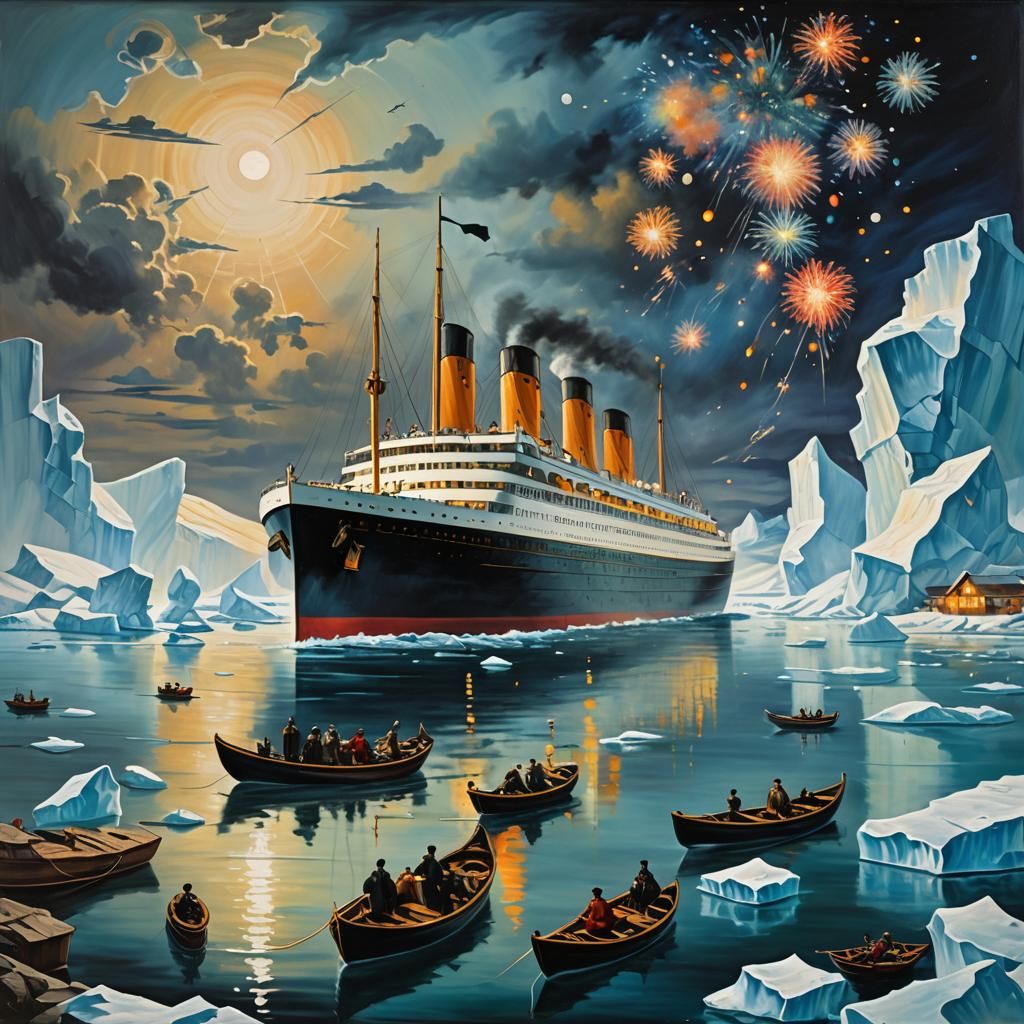 Titanic Cruise Ship in Surrealist Melting Style