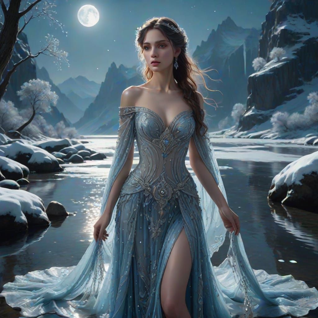 River Sorceress in Gown of Shimmering Stardust