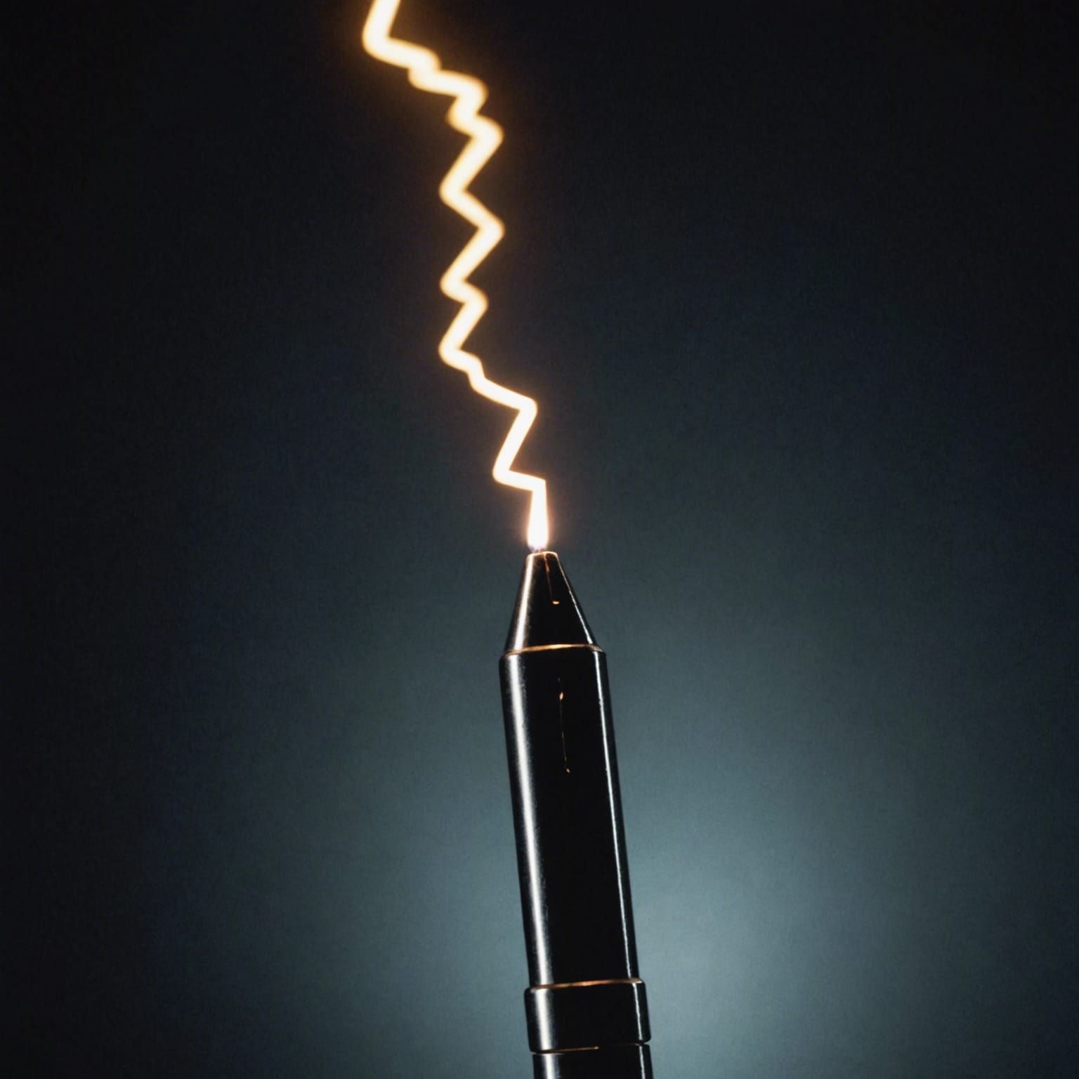 Silver Lightning Bolt Pen in Cinematic Style