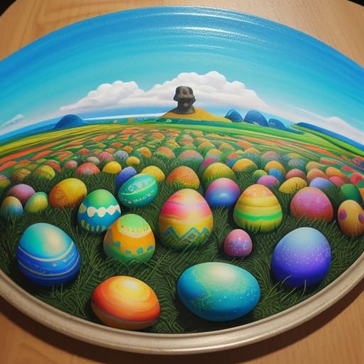 Easter Island Earth Eggs in Swirling Candyland Colors