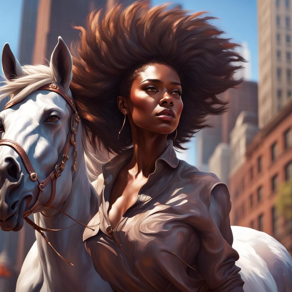 African Woman Rides Wild Horse in New York
