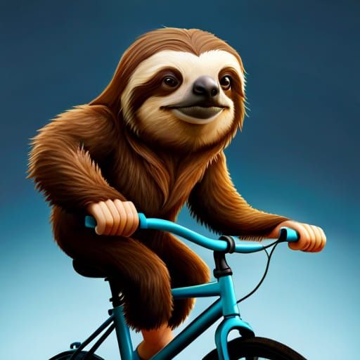 Anthropomorphic Sloth Rides Bicycle: Photorealistic 8K Wallp...