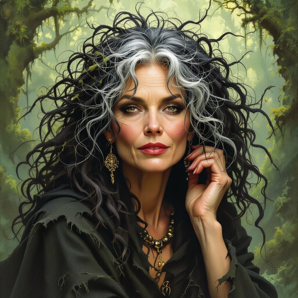 Sinister Forest Hag Portrait in Dark Fantasy Style