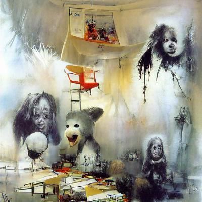 Eerie Child's Playroom in Stephen Gammell Style