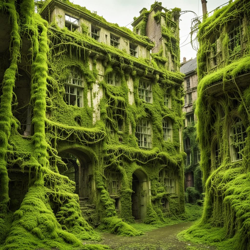 Lush Vines Envelop Overgrown Cityscape