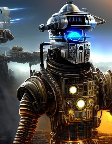 Steampunk Robot Pilot in Hyperrealistic Detail