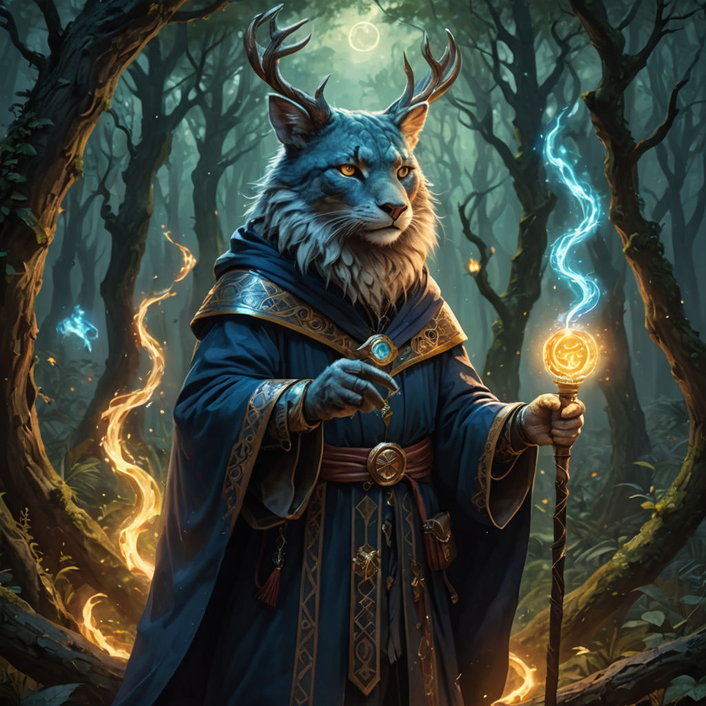 Mystical Animal Mage Casting Powerful Spells