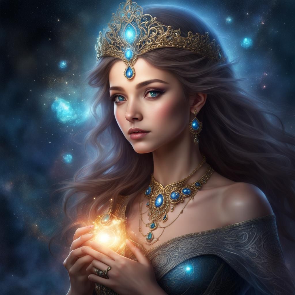 Enchanting Magical Princess with Stardust Aura