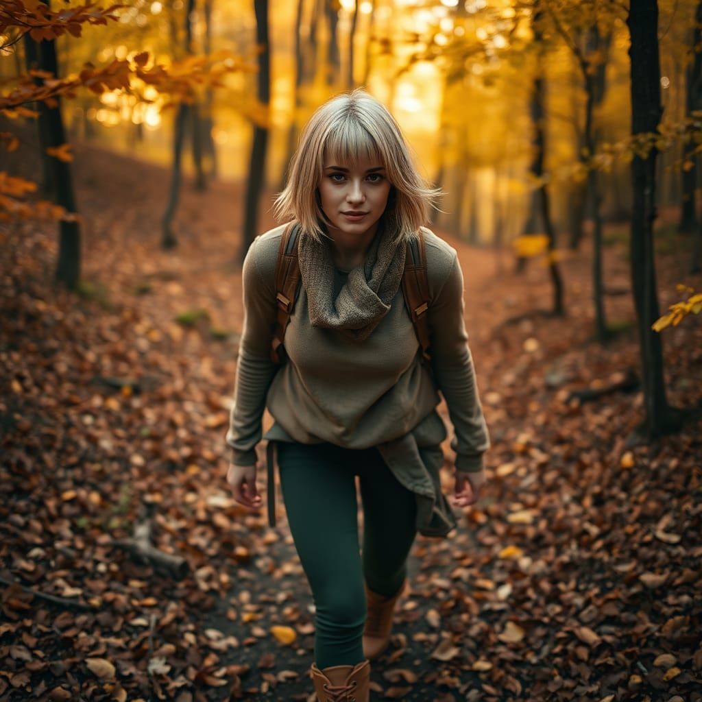Autumn Hike: Portrait in Photorealistic Style