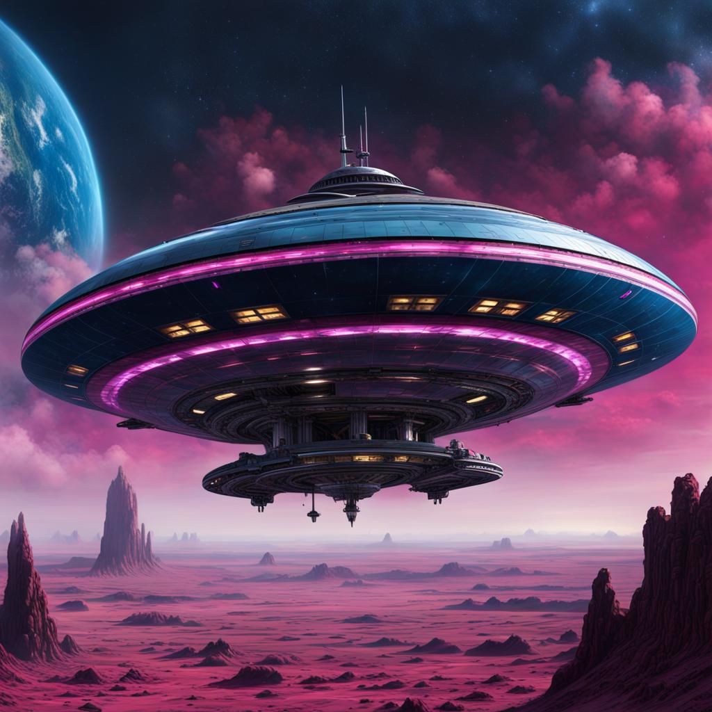 Flying Saucer Starship in Chris Foss Style