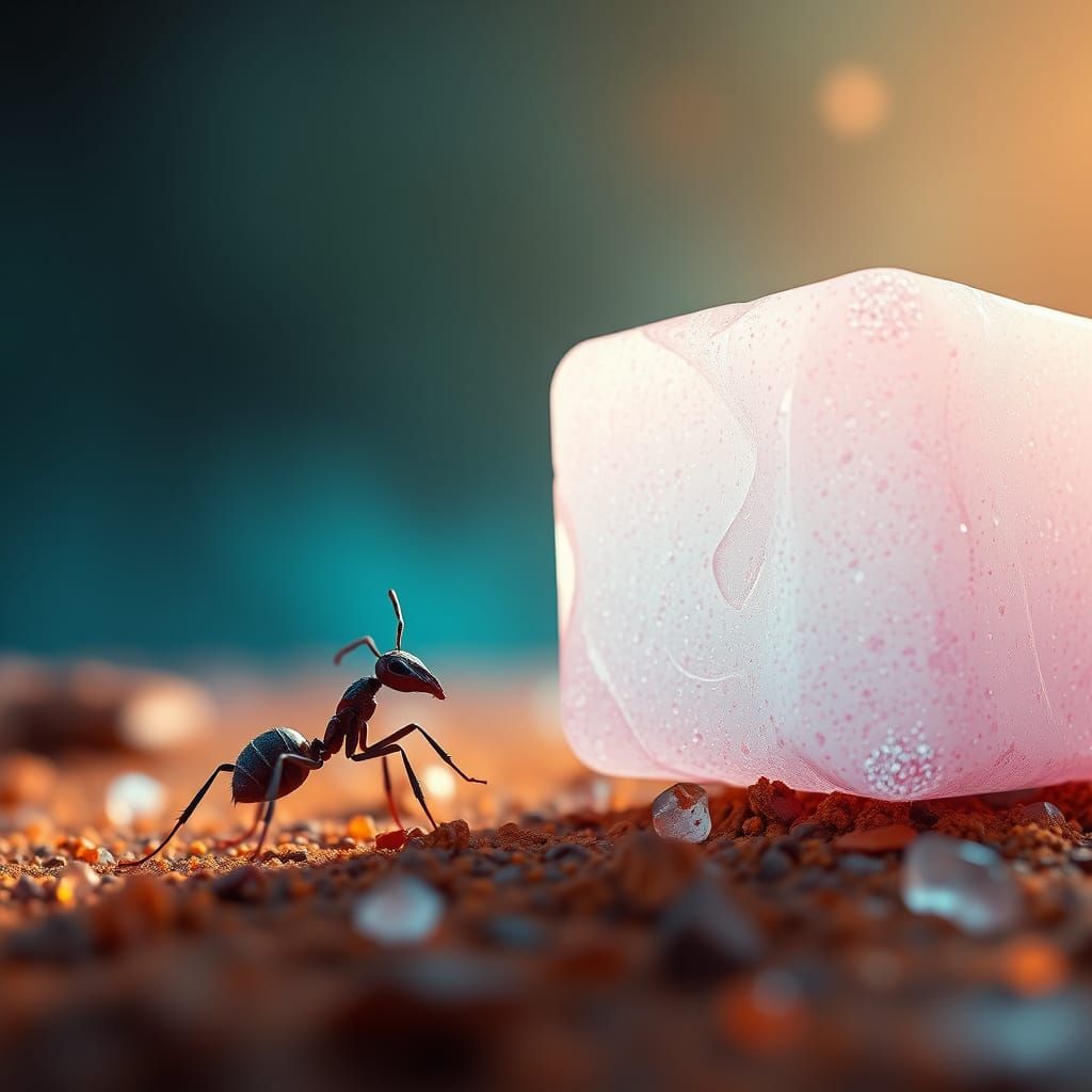 Tiny Ant Explores Giant Sugar Cube Landscape
