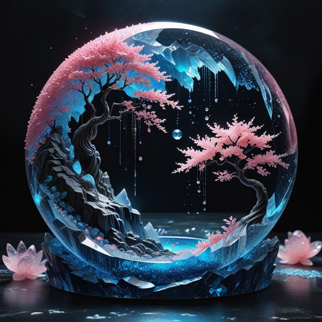 Yin-Yang Crystal Landscape in Holographic Art