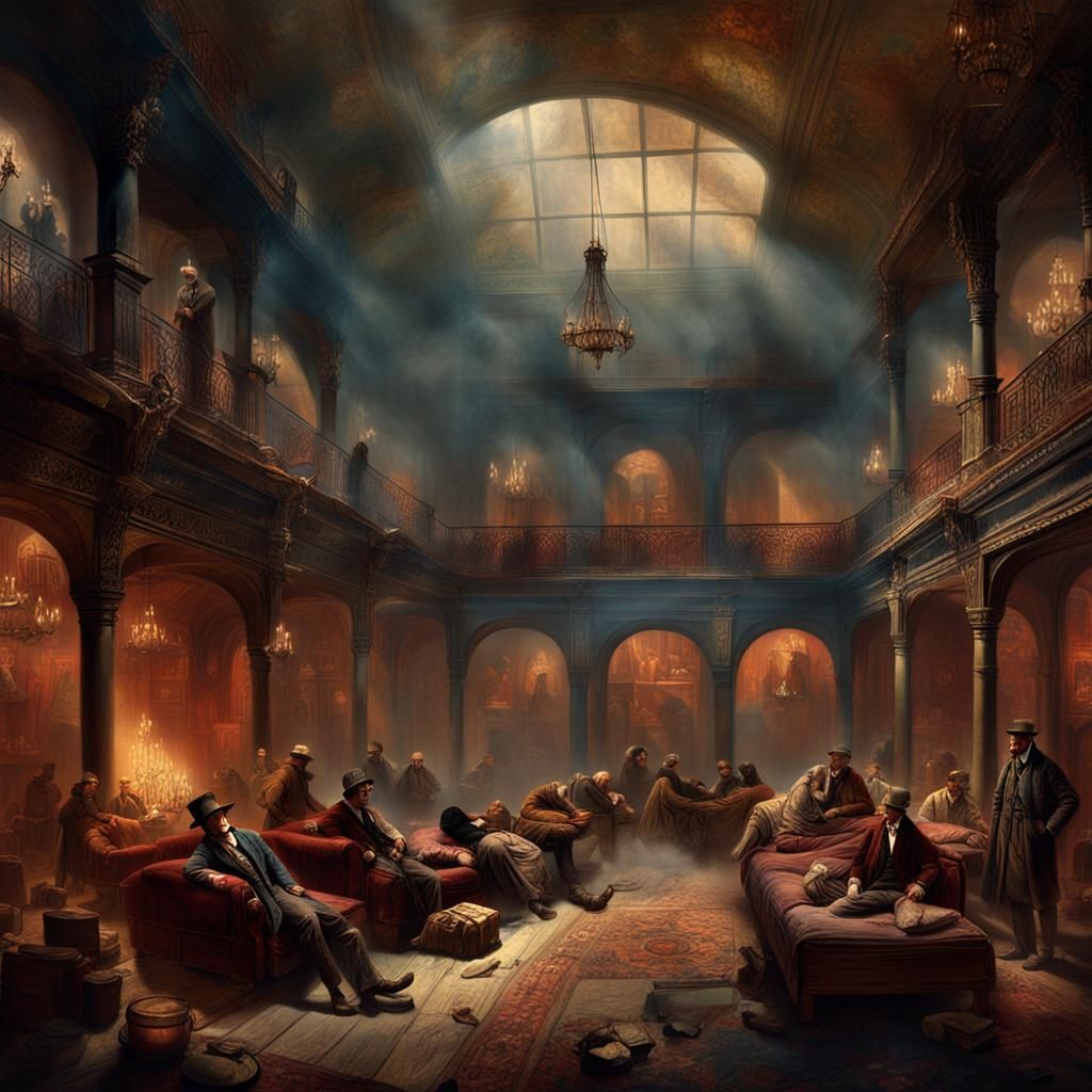 1840s London Opium Den in Romanticism Style