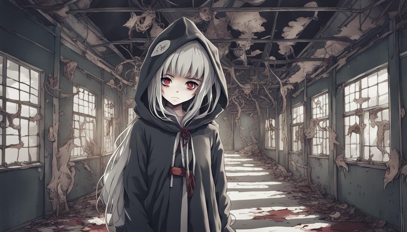 Horror Anime Portrait in Junji Ito Style