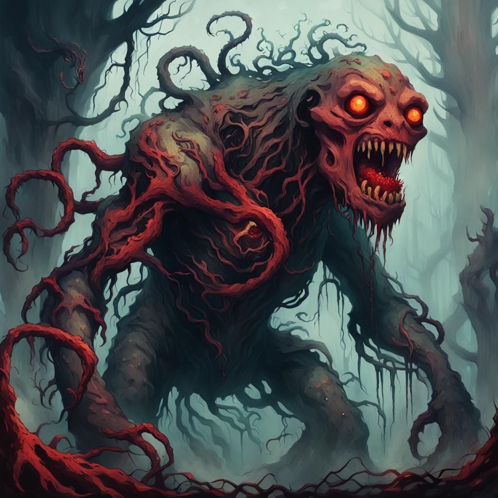 Grotesque Potato Creature in Dark Fantasy Style