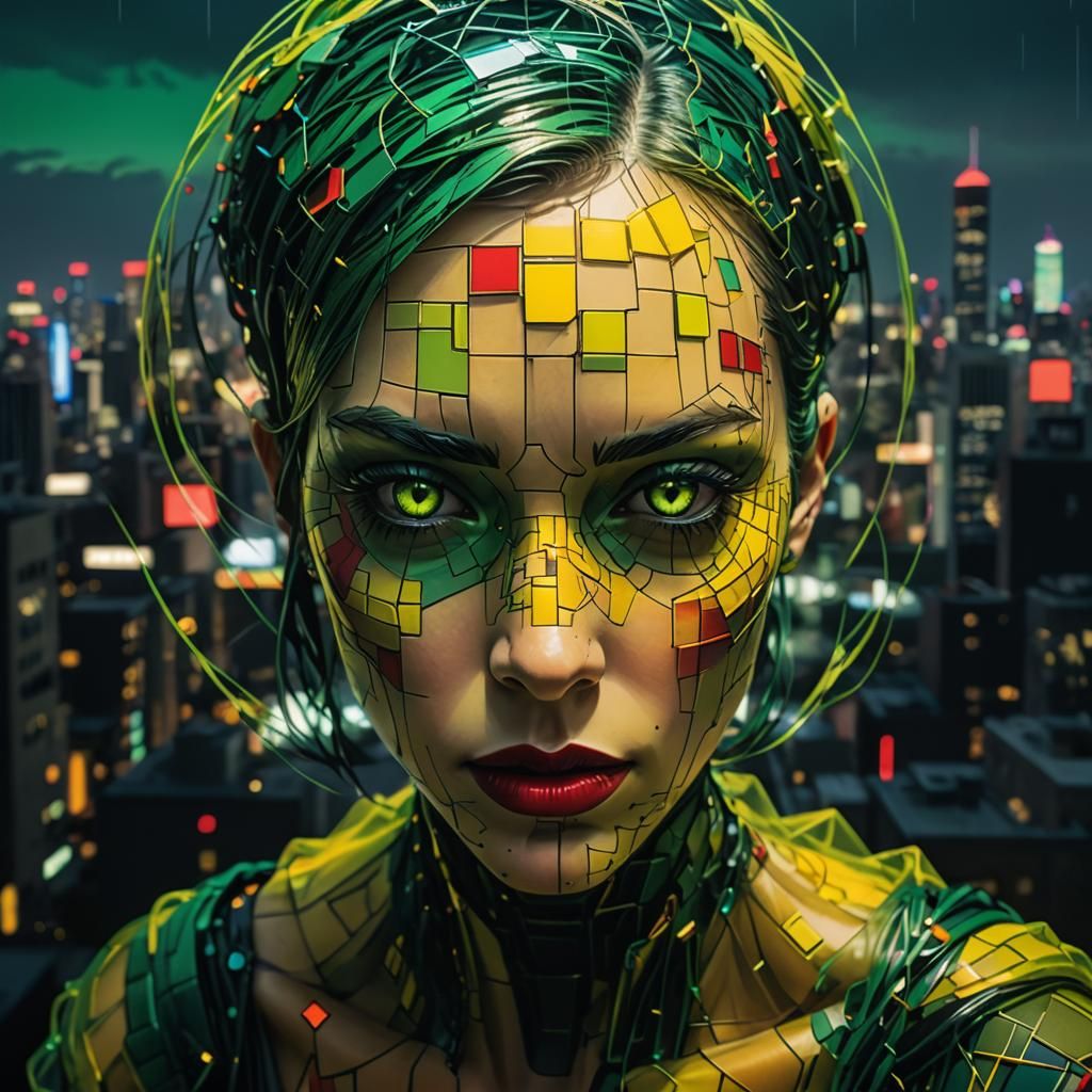 Cyberpunk Cybernetic Figure in Sydney Cityscape