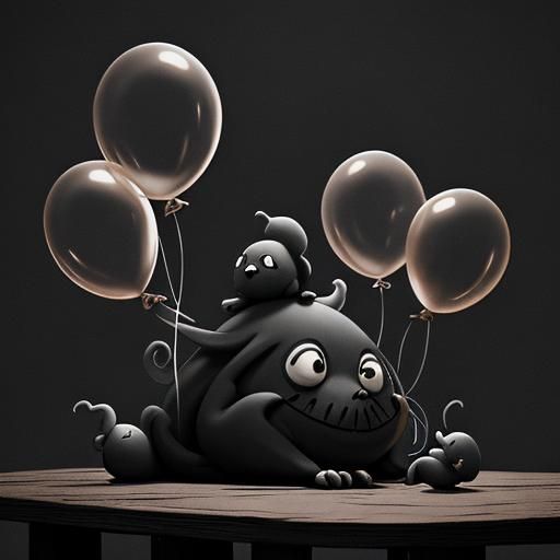Macabre Balloon Animal Art in Gothic Style