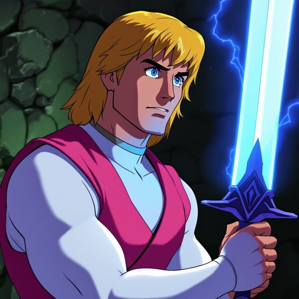 Prince Adam Unveils the Power Sword in Cinematic Art